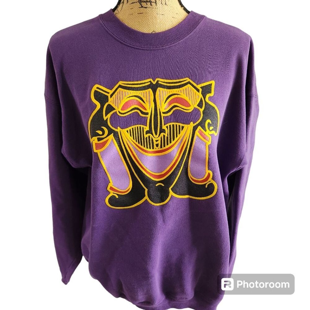 Hanes Heavyweight Sweatshirt Womens SZ Large 90s Y2K Graphic Print Bold Urban